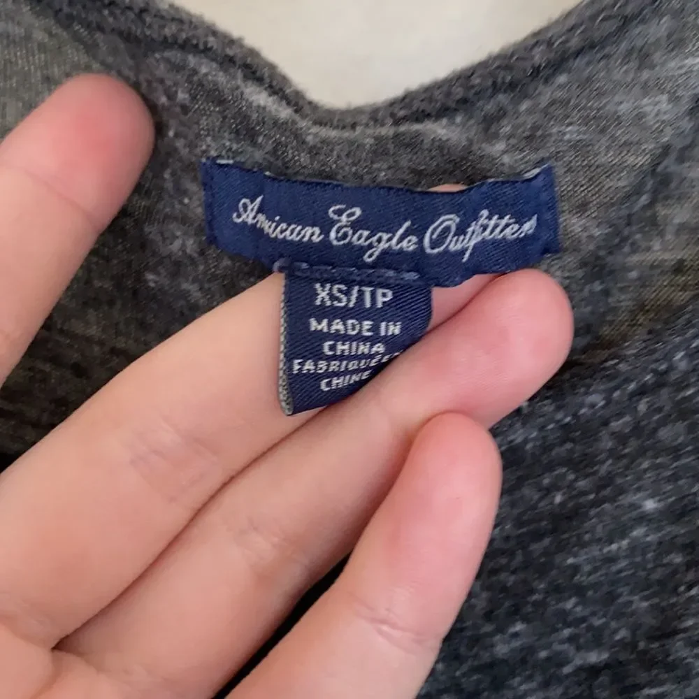 American Eagle Open Back Marled Heathered Grey Top - Picture 3 of 4